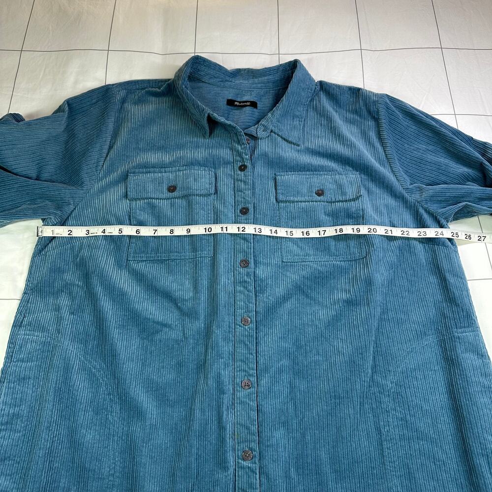 Madewell Dress Womens 2X Blue Corduroy Mini Shirtdress Long Sleeve Shift Collar - Picture 8 of 10